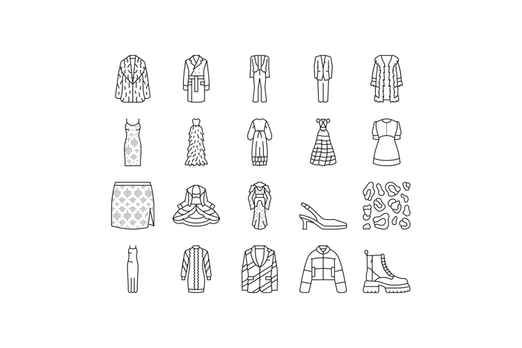 stylish clothes fashion trendy icons set vector