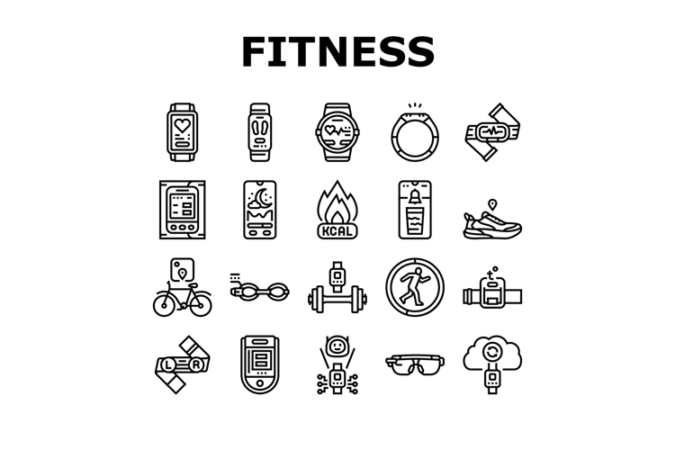 wearable fitness technology icons set vector