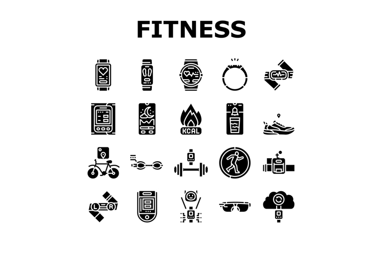 wearable fitness technology icons set vector