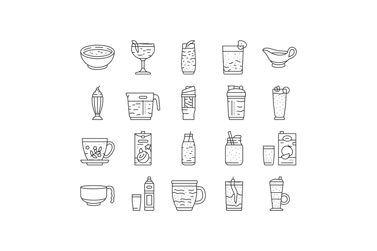 meals as drinks smoothie shake icons set vector