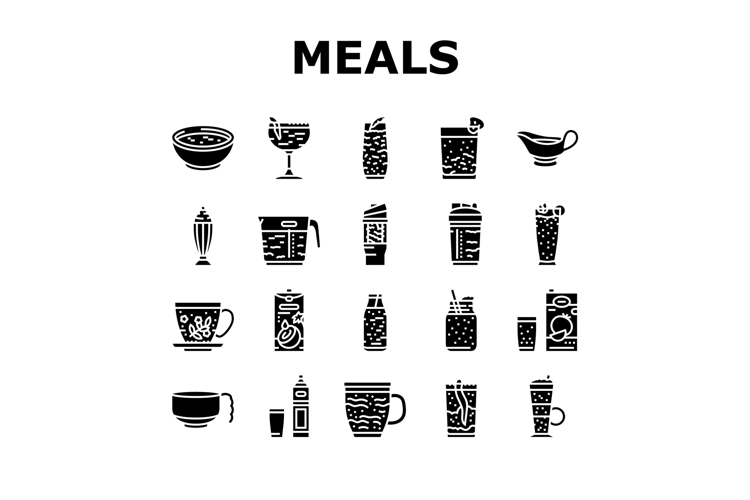 meals as drinks smoothie shake icons set vector
