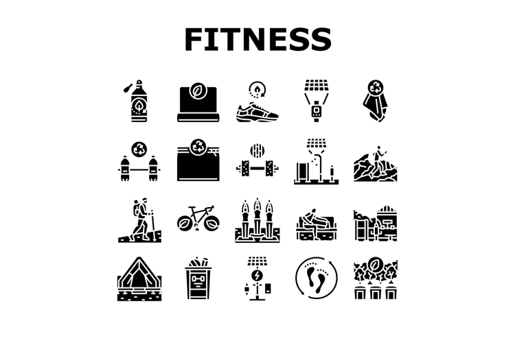 sustainable outdoor fitness eco icons set vector