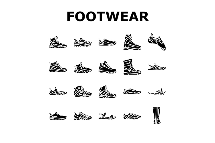 footwear tourism shoes sandals icons set vector