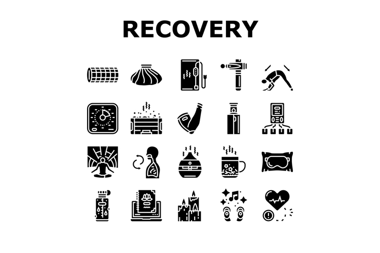 recovery wellness practices icons set vector