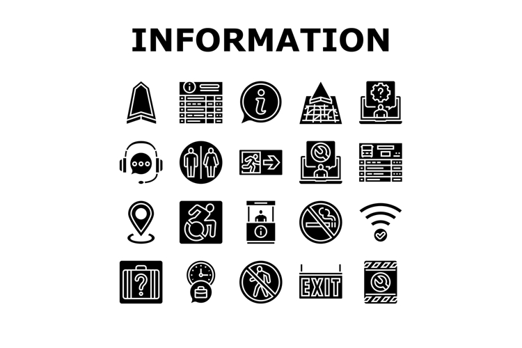 information data knowledge icons set vector