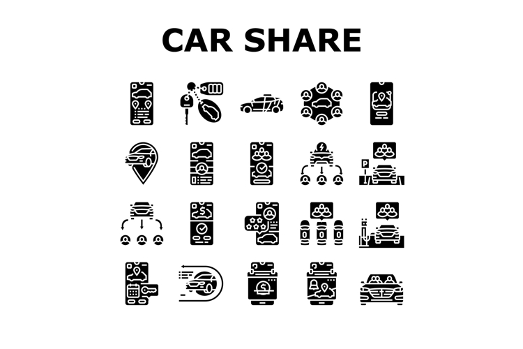 car share service transport icons set vector