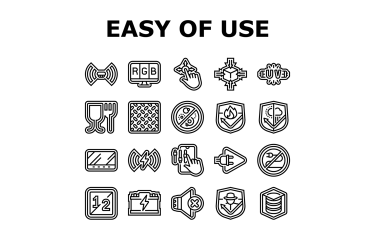 ease of use convenience product icons set vector