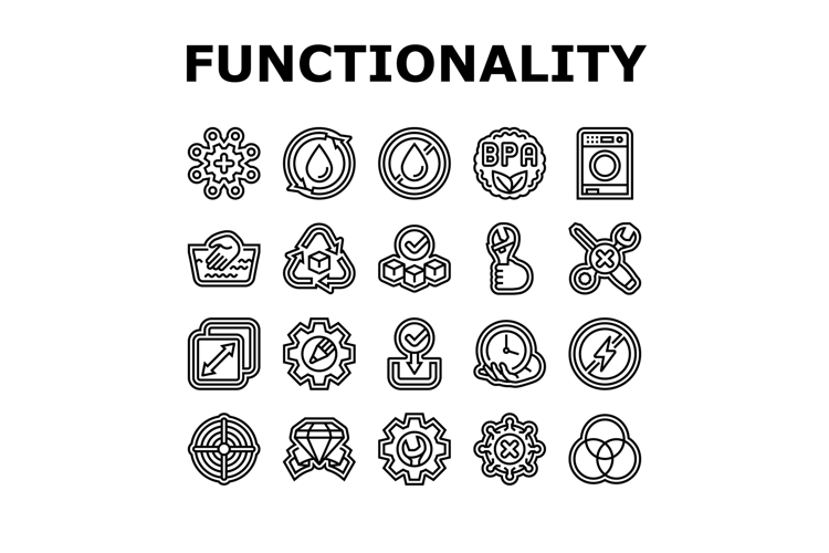 functionality features product icons set vector