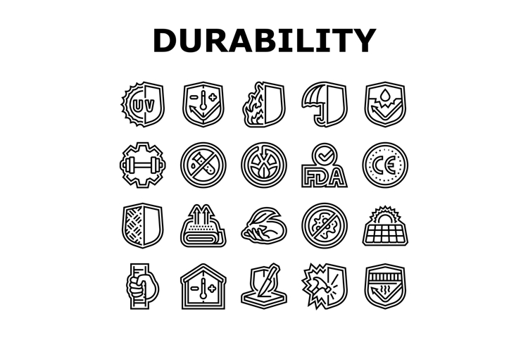 protection durability product icons set vector