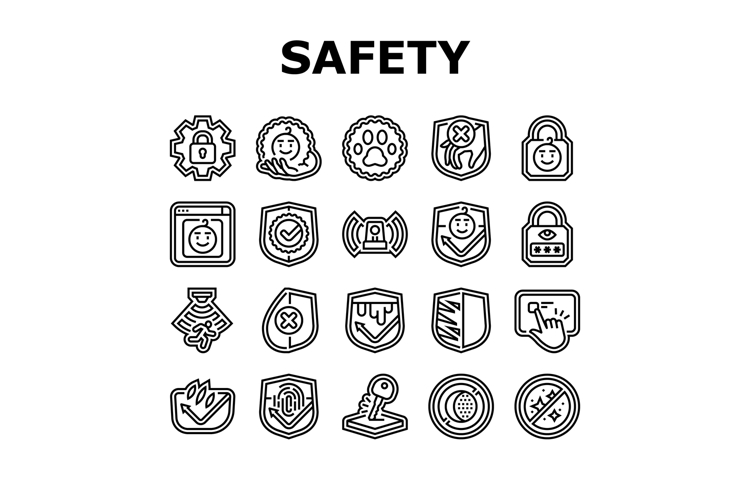 safety protection product icons set vector