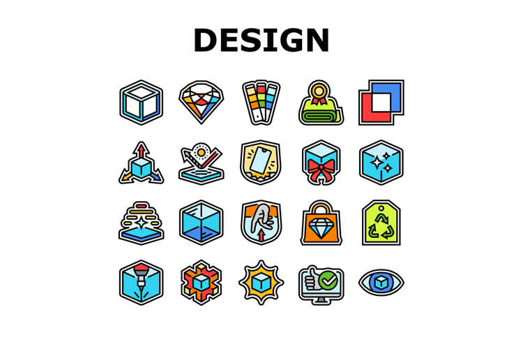 design aesthetics product icons set vector