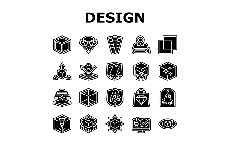 design aesthetics product icons set vector