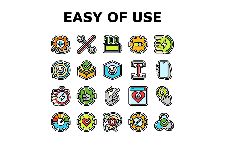 ease of use product icons set vector