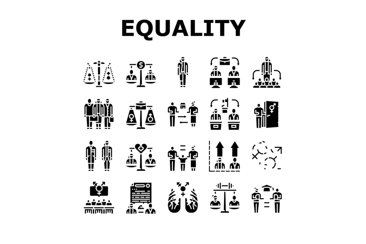 gender equality empowerment icons set vector