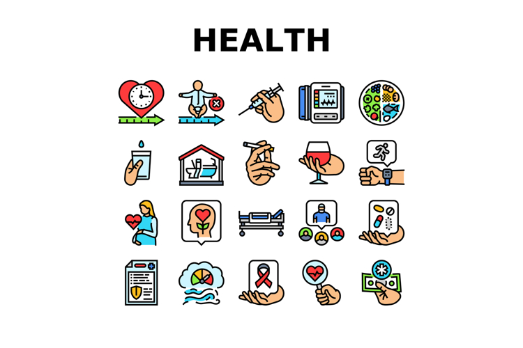health indicators icons set vector