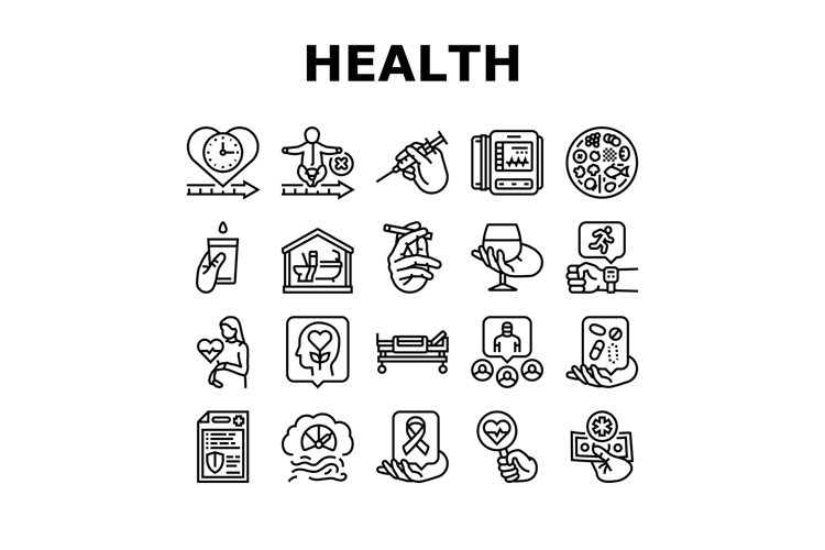 health indicators icons set vector