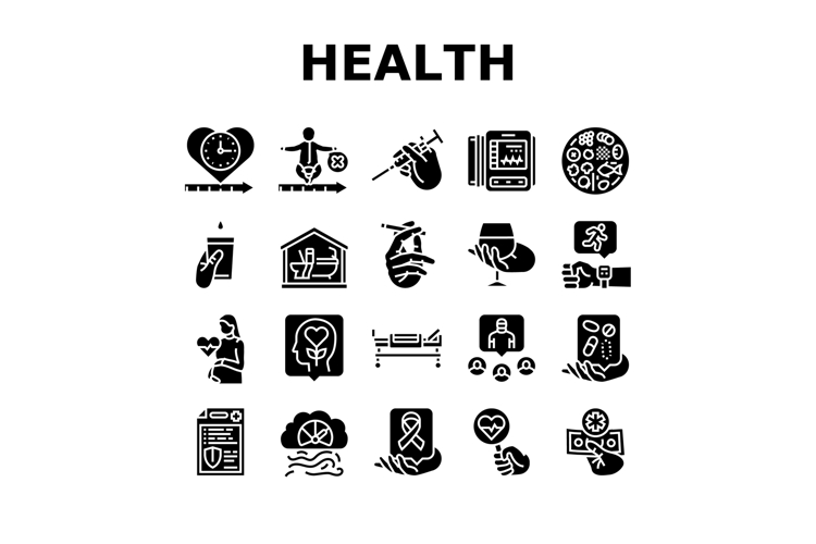 health indicators icons set vector