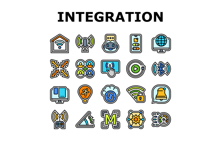 integration compatibility product icons set vector