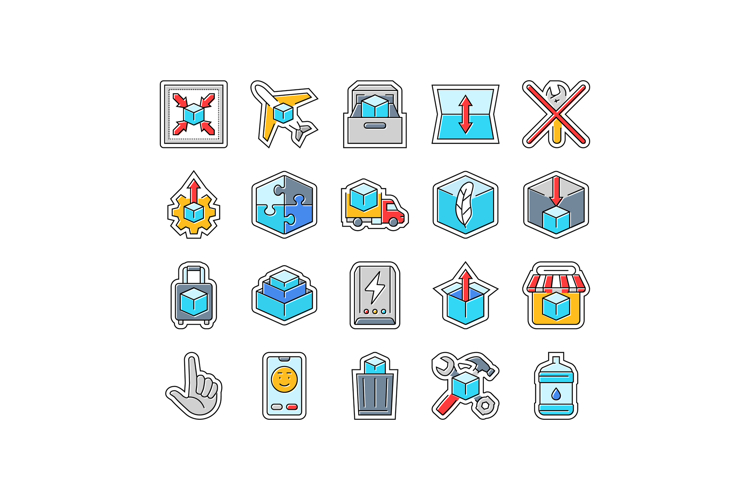 portability convenience product icons set vector