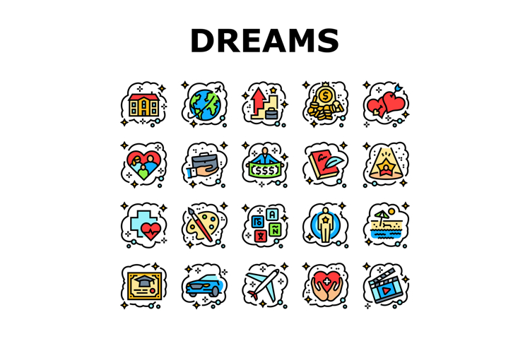 human dreams icons set vector