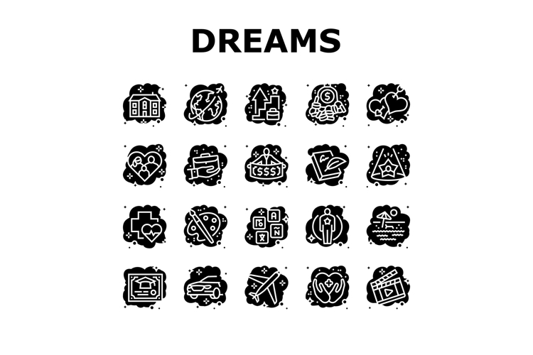 human dreams icons set vector