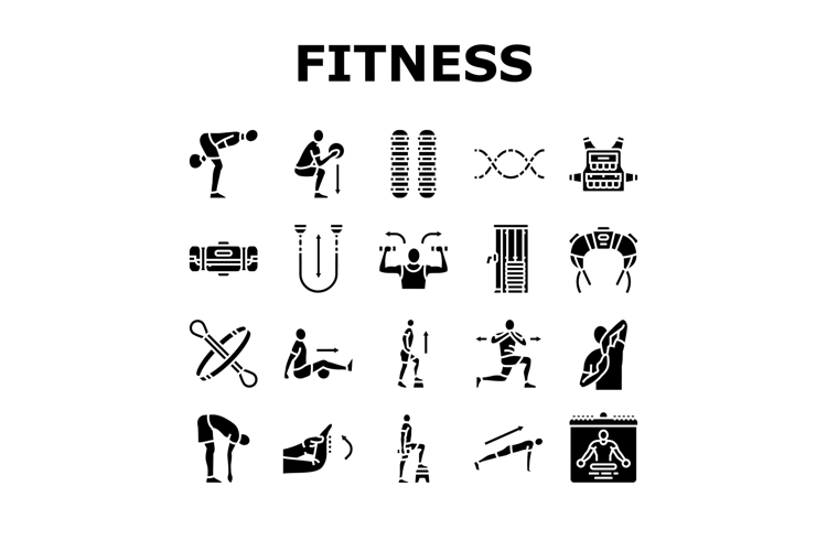 functional fitness mobility icons set vector