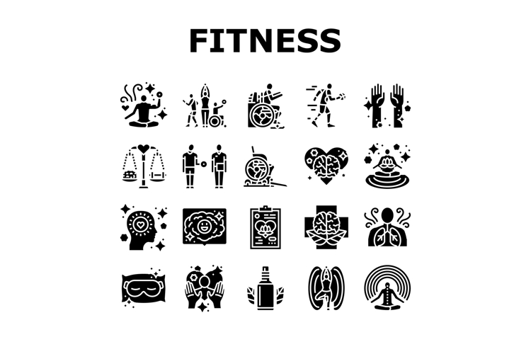 inclusive holistic fitness icons set vector