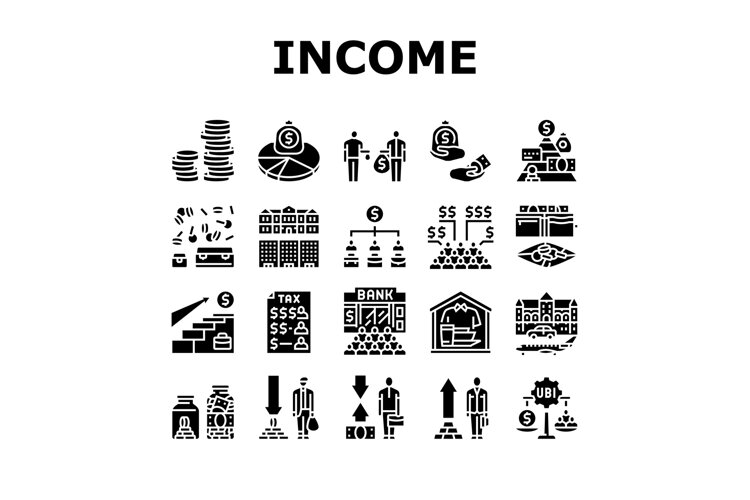 income distribution wealth icons set vector (6565787)