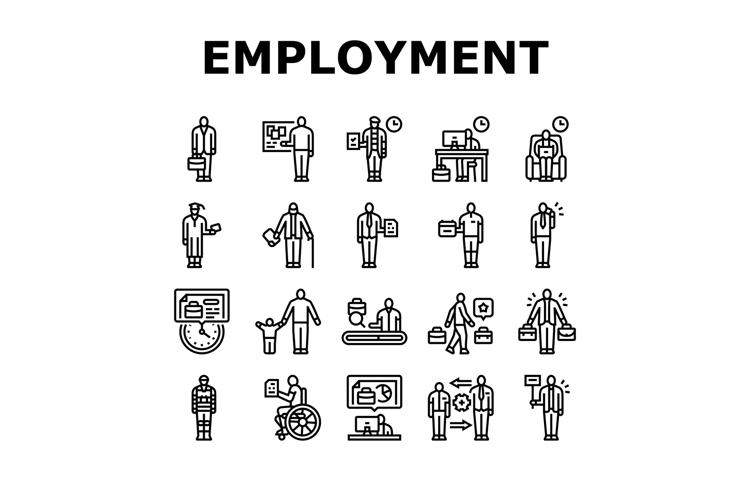 employment status freelance icons set vector