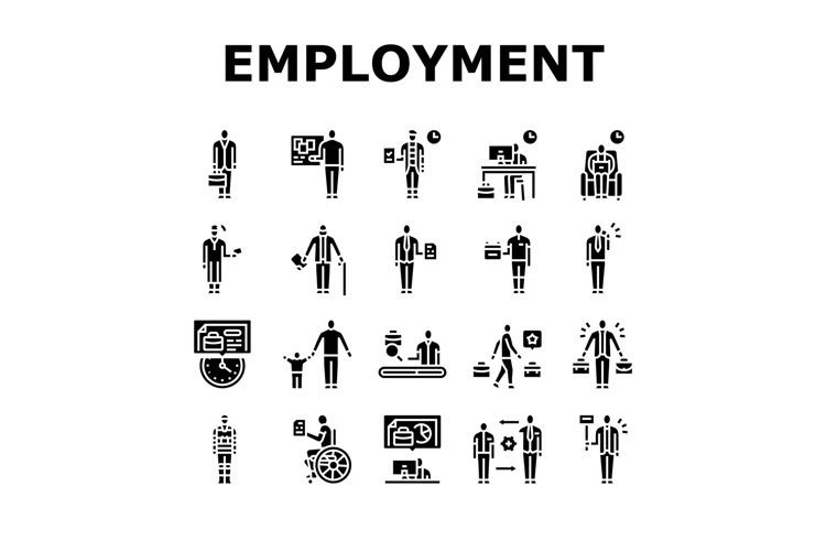 employment status freelance icons set vector