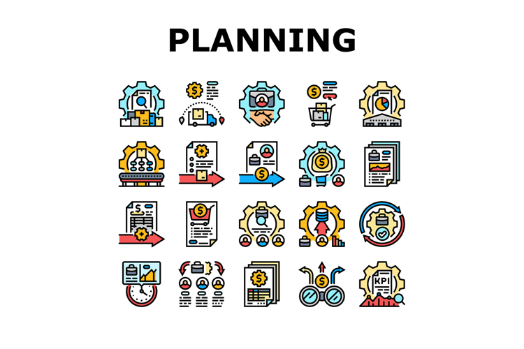 enterpriser resource planning erp icons set vector