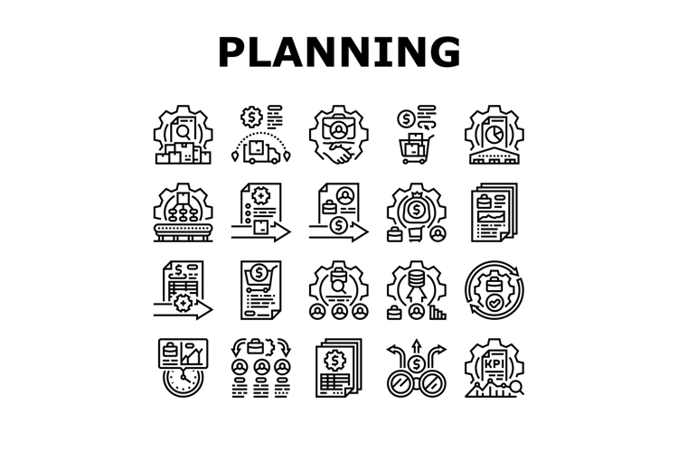 enterpriser resource planning erp icons set vector