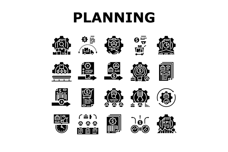 enterpriser resource planning erp icons set vector