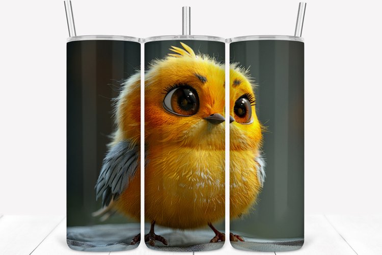 3D Cartoon Bird 20oz Skinny Tumbler Wrap
