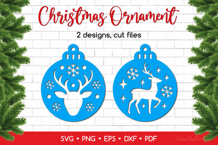 Reindeer Round Christmas Ball SVG, Deer Xmas Ornament