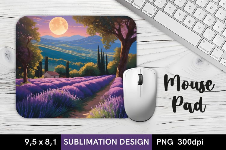 Landscape with Lavender Field - MousePad Sublimation Design example image 1