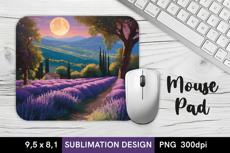 Landscape with Lavender Field - MousePad Sublimation Design