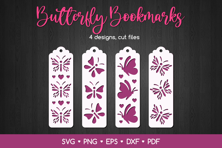 4 Butterfly Bookmarks SVG, Butterfly Papercut Template SVG