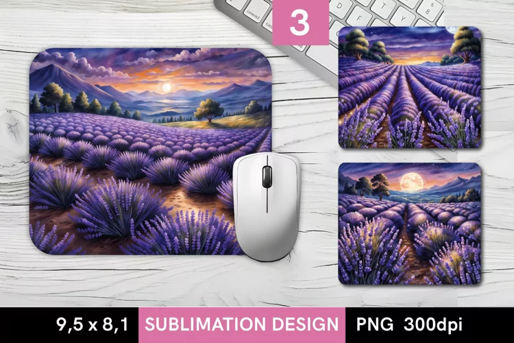 MousePad Sublimation with Lavender Field - 3 designs
