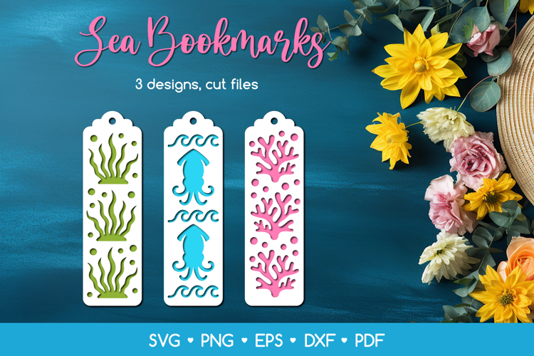 3 Layered Ocean Bookmarks SVG Laser Cut, Summer Papercut