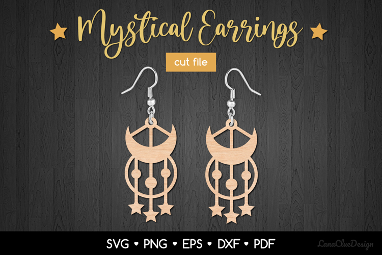 Mystical Astrology Earring SVG, Boho Jewelry Template