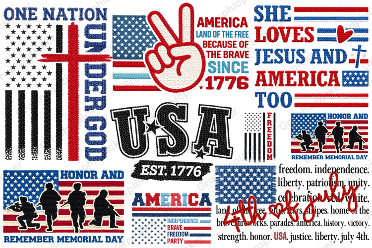 4th of July PNG, independence Day PNG, Faux Yarn Patriotic