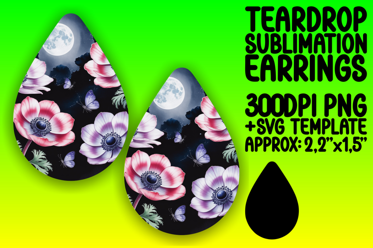 Gorgeous Teardrop Earrings Template PNG , Flowers