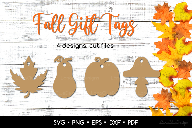 Fall Shaped Gift Tags SVG Cut Files, Autumn Paper Cut Tags