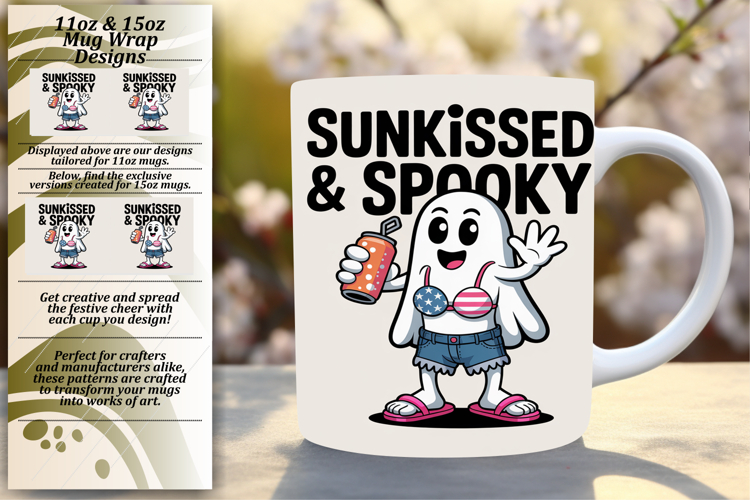 Trendy 15oz Mug Wrap Png Template , Funny Ghost