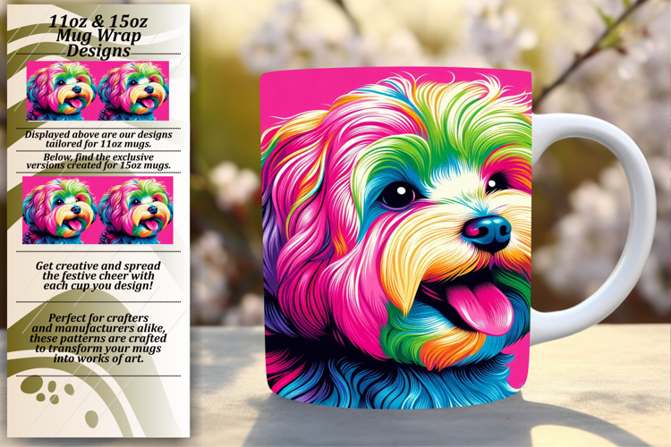 Graceful 11oz Mug Wrap Png Template , Dog