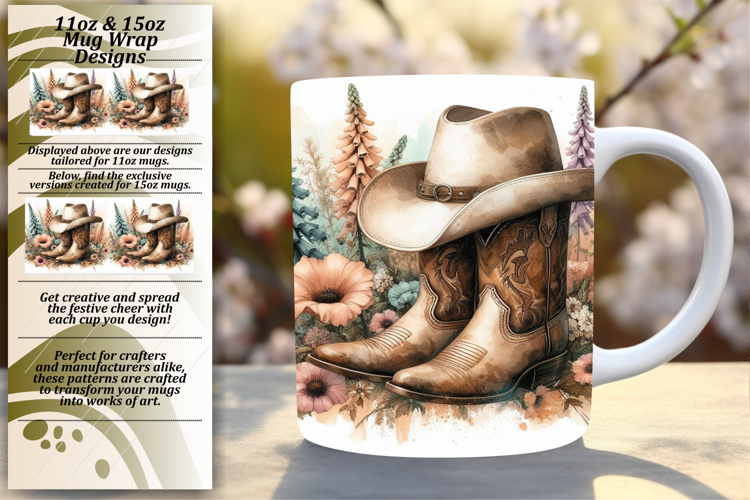 CUSTOMIZED PNG for 15oz Mug Wrap , Western