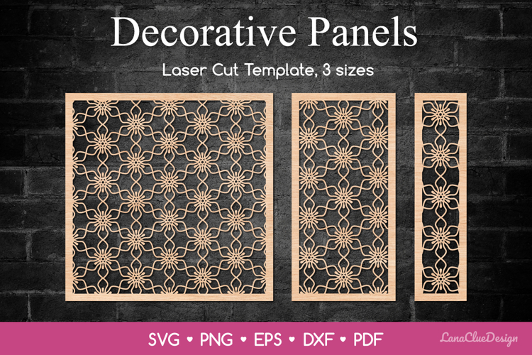 Decorative Panels with Floral Patern SVG, Laser Cut template