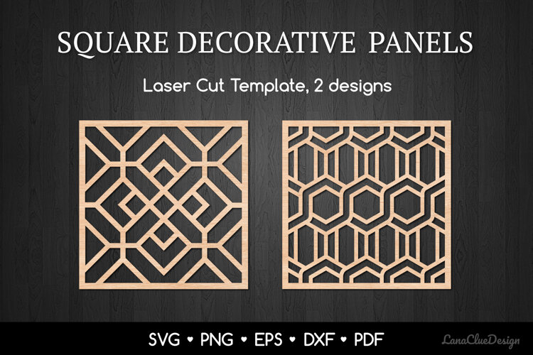 Square Panels with Geometric Pattern SVG, Laser Cut Template example image 1