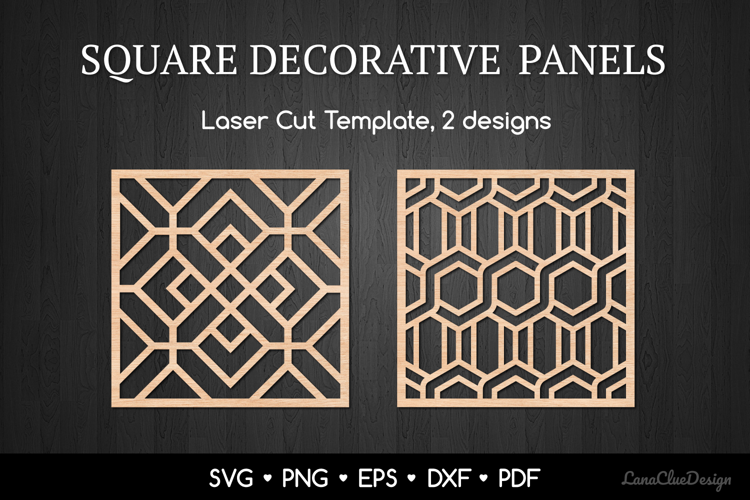 Square Panels with Geometric Pattern SVG, Laser Cut Template